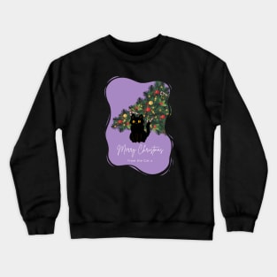 Merry Christmas From The Cat - Purple Christmas Aesthetic Crewneck Sweatshirt